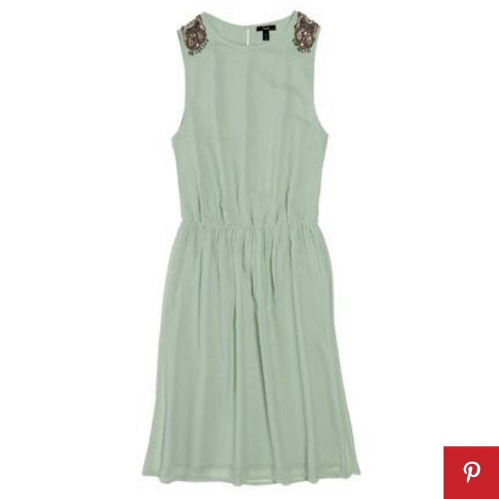 Zara Mint Green sleeveless dress with beaded shoulders - Picture 2 of 8